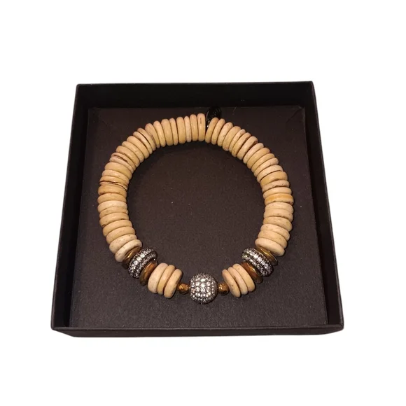 BPD 2 Piece Beaded Stretch Bracelet Set, Brown & Blue, NWOT - Picture 3 of 6